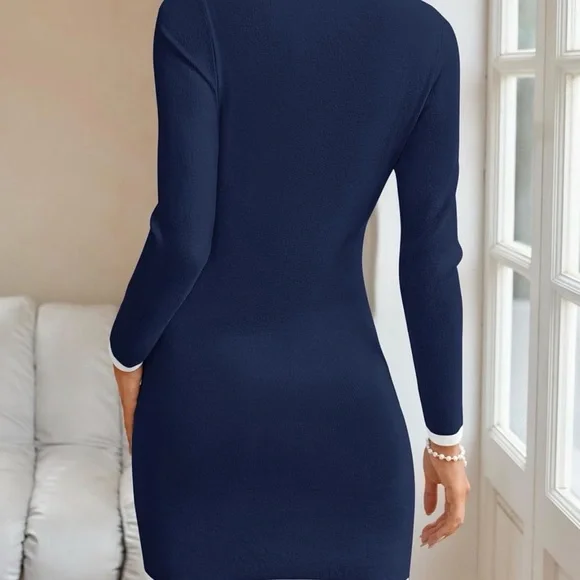 Zesica Long Sleeve Sweater Dress with Pockets - Picture 4 of 5